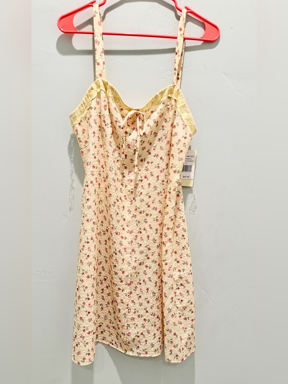 La Mamba Floral Lace-Trim Slip Dress in Cream Size XL